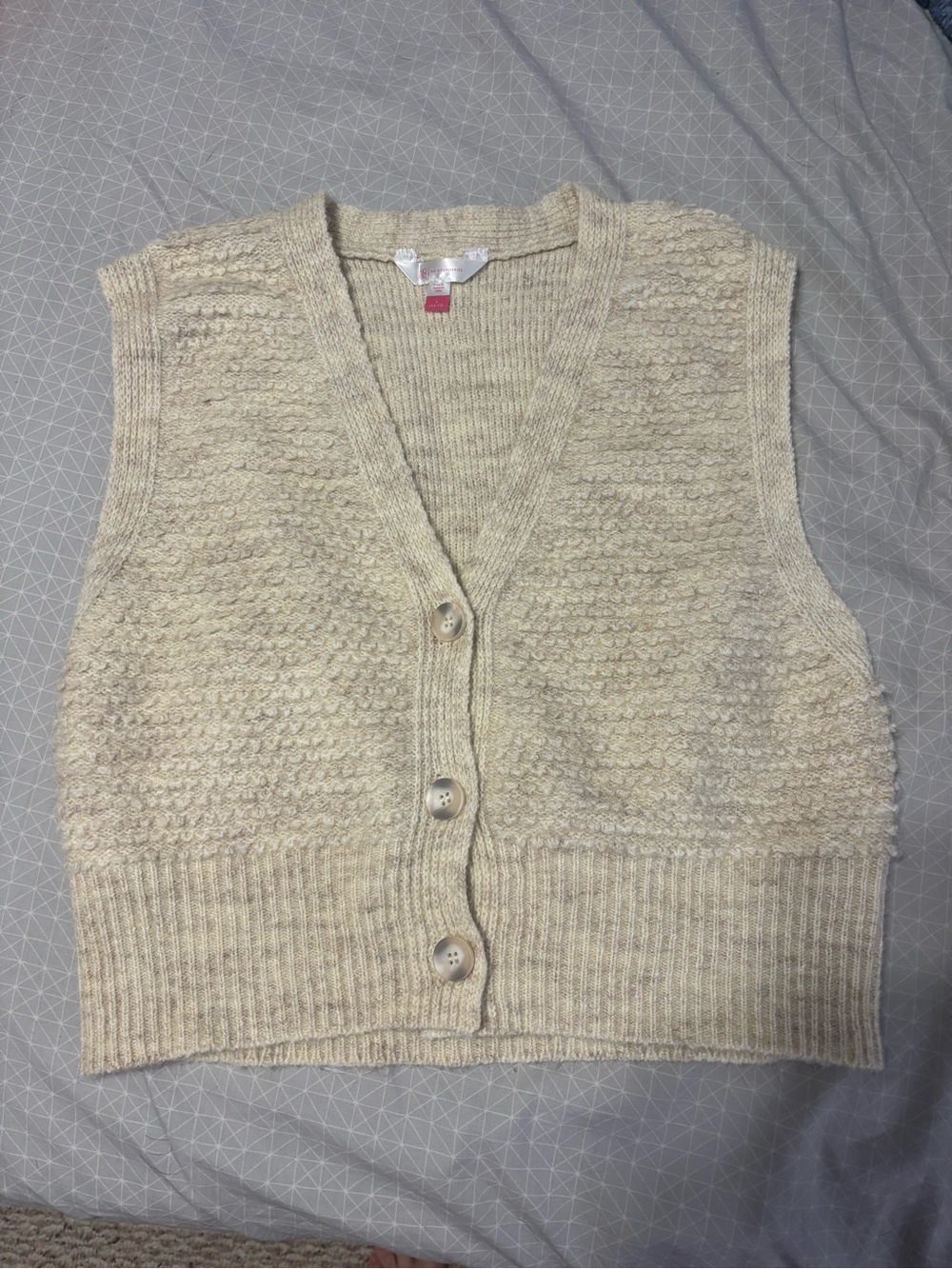 No Boundaries Cream Button-Front Knit Vest